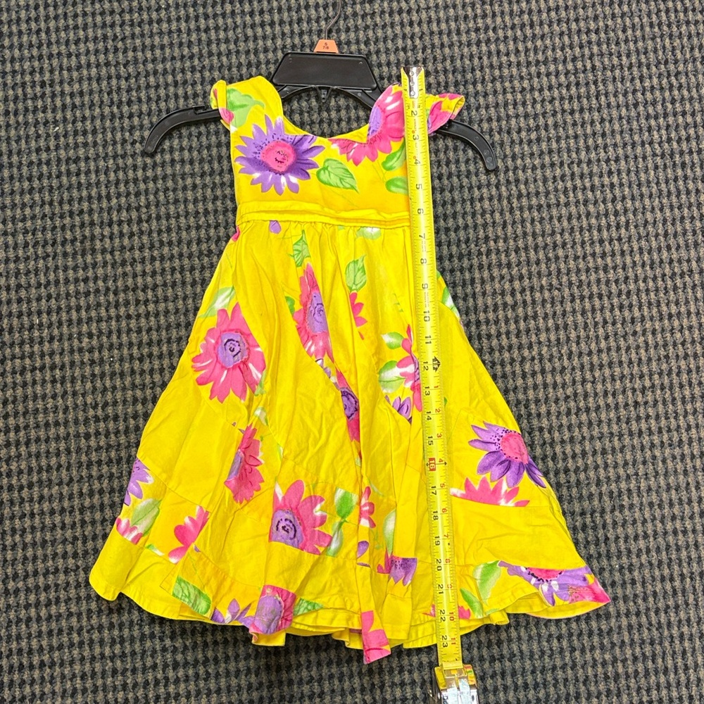 Handmade Floral Toddler Dress with Pink and Purple Accent Flowers- Approx 3-4T - Picture 4 of 8